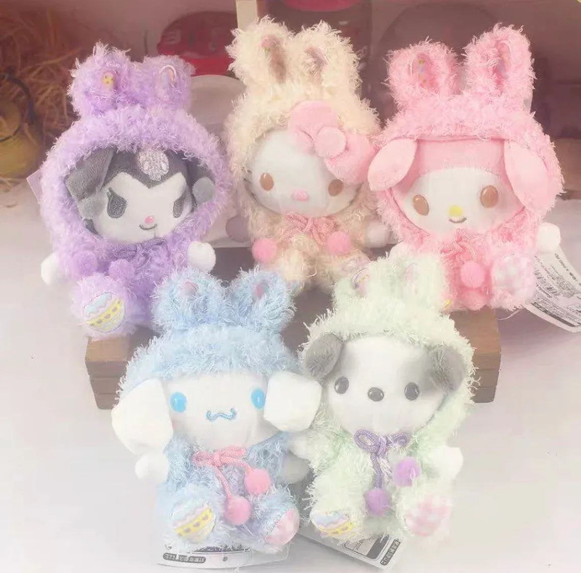 Sanrio Easter Rabbit Kuromi Purple Plush Doll & Mini Plush Doll Keychain