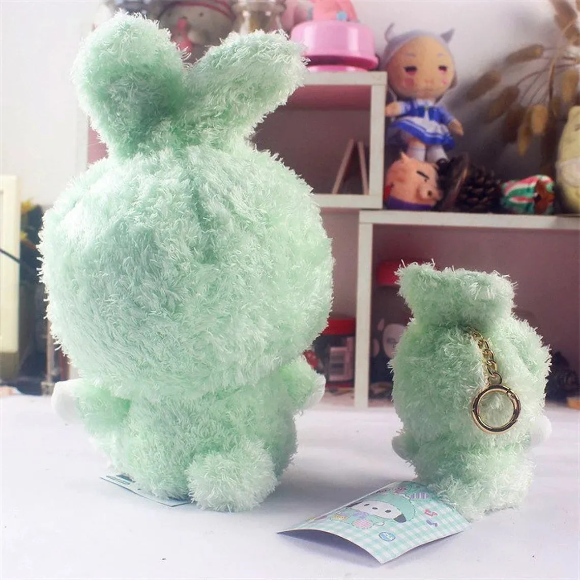 Sanrio Easter Rabbit Pochacco Mint Plush Doll & Mini Plush Doll Keychain