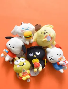 Sanrio Fast Food Fatty Version Hello Kitty My Melody Cinnamoroll Pompompurin Pochacco Kerokeroppi Bad Badtz Maru Mini Plush Dol Keychain