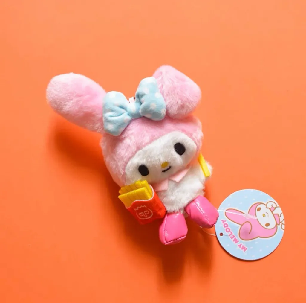 Sanrio Fast Food Fatty Version Hello Kitty My Melody Cinnamoroll Pompompurin Pochacco Kerokeroppi Bad Badtz Maru Mini Plush Dol Keychain
