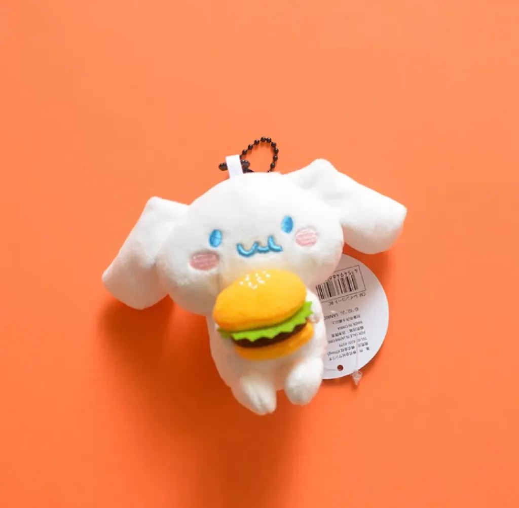 Sanrio Fast Food Fatty Version Hello Kitty My Melody Cinnamoroll Pompompurin Pochacco Kerokeroppi Bad Badtz Maru Mini Plush Dol Keychain