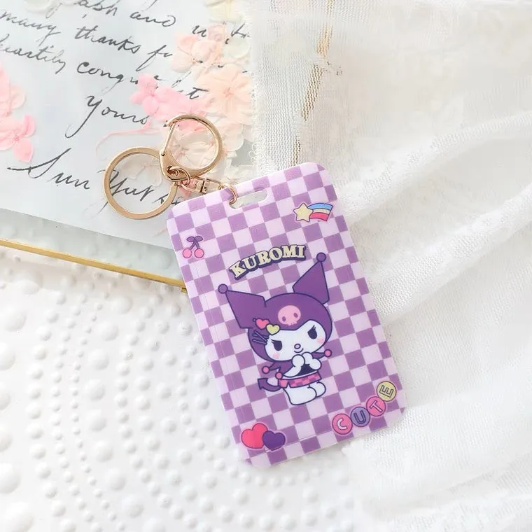 Sanrio Hello Kitty My Melody Kuromi Little Twin Stars Cinnamoroll Pompompurin Pochacco Card Badge Holder with Keychain