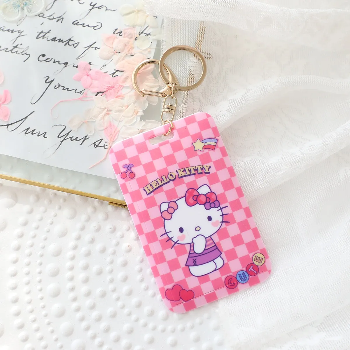 Sanrio Hello Kitty My Melody Kuromi Little Twin Stars Cinnamoroll Pompompurin Pochacco Card Badge Holder with Keychain