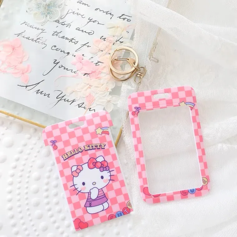 Sanrio Hello Kitty My Melody Kuromi Little Twin Stars Cinnamoroll Pompompurin Pochacco Card Badge Holder with Keychain