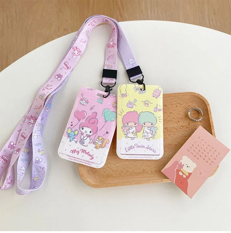 Sanrio Hello Kitty My Melody Kuromi Little Twin Stars Cinnamoroll Pompompurin Pochacco Card Badge Holder with Lanyards