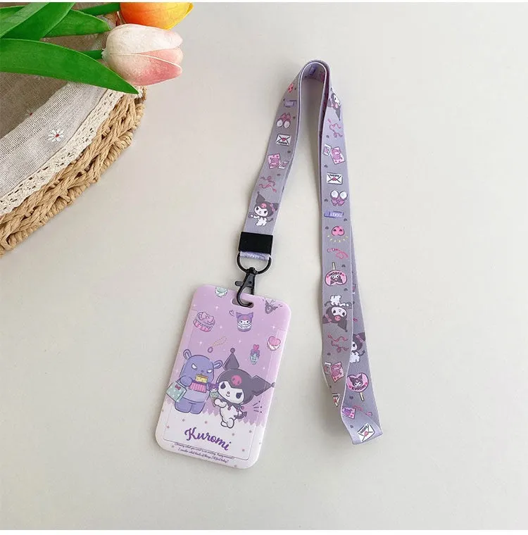 Sanrio Hello Kitty My Melody Kuromi Little Twin Stars Cinnamoroll Pompompurin Pochacco Card Badge Holder with Lanyards