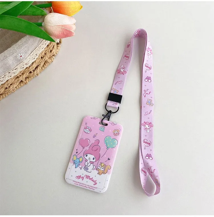 Sanrio Hello Kitty My Melody Kuromi Little Twin Stars Cinnamoroll Pompompurin Pochacco Card Badge Holder with Lanyards