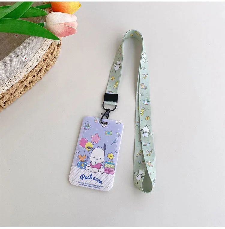 Sanrio Hello Kitty My Melody Kuromi Little Twin Stars Cinnamoroll Pompompurin Pochacco Card Badge Holder with Lanyards