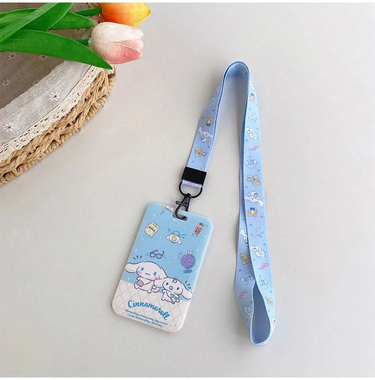 Sanrio Hello Kitty My Melody Kuromi Little Twin Stars Cinnamoroll Pompompurin Pochacco Card Badge Holder with Lanyards