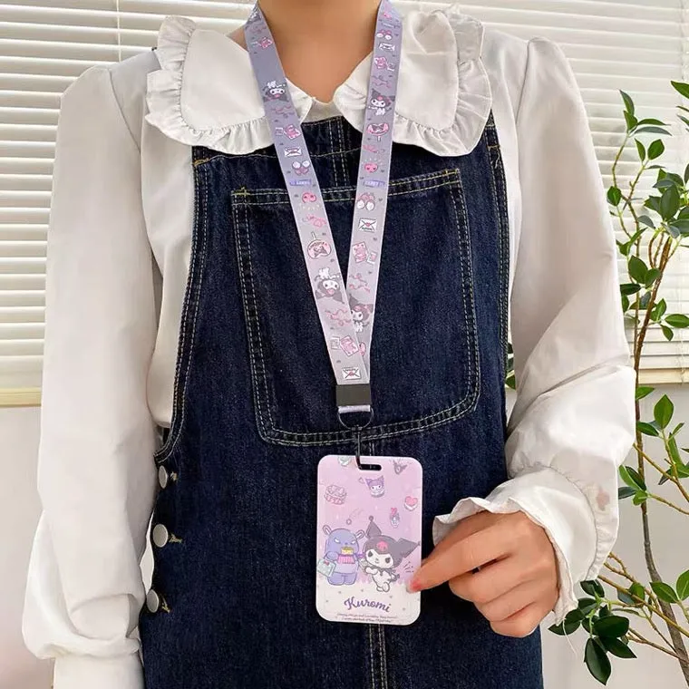 Sanrio Hello Kitty My Melody Kuromi Little Twin Stars Cinnamoroll Pompompurin Pochacco Card Badge Holder with Lanyards