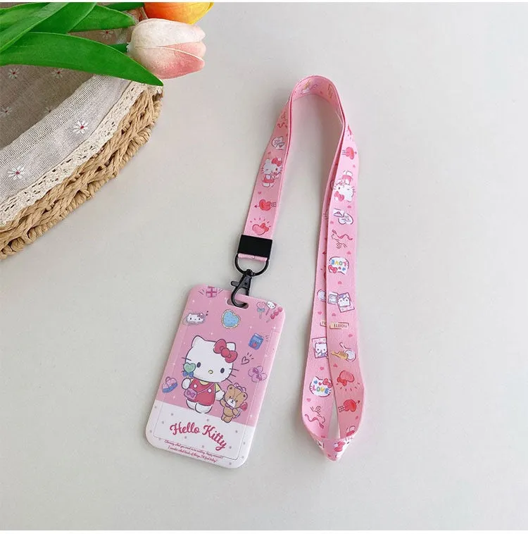 Sanrio Hello Kitty My Melody Kuromi Little Twin Stars Cinnamoroll Pompompurin Pochacco Card Badge Holder with Lanyards
