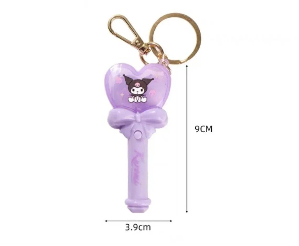 Sanrio Light Magic Wand Stick Hello Kitty Melody Kuromi Cinnamoroll Little Twin Stars Pompompurin Keychain