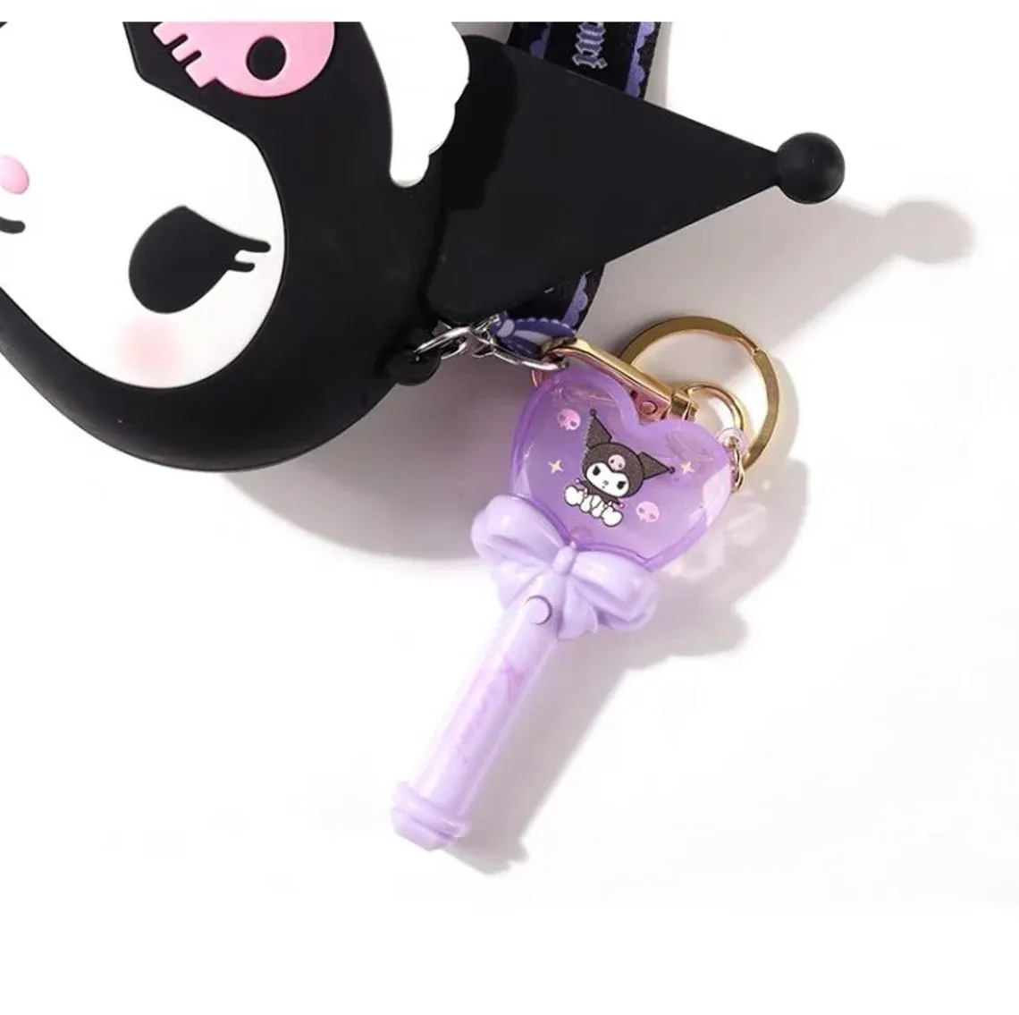 Sanrio Light Magic Wand Stick Hello Kitty Melody Kuromi Cinnamoroll Little Twin Stars Pompompurin Keychain