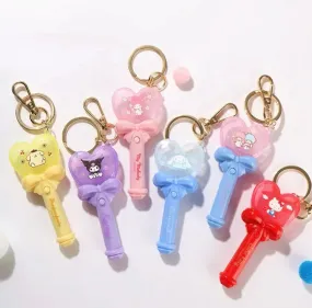 Sanrio Light Magic Wand Stick Hello Kitty Melody Kuromi Cinnamoroll Little Twin Stars Pompompurin Keychain