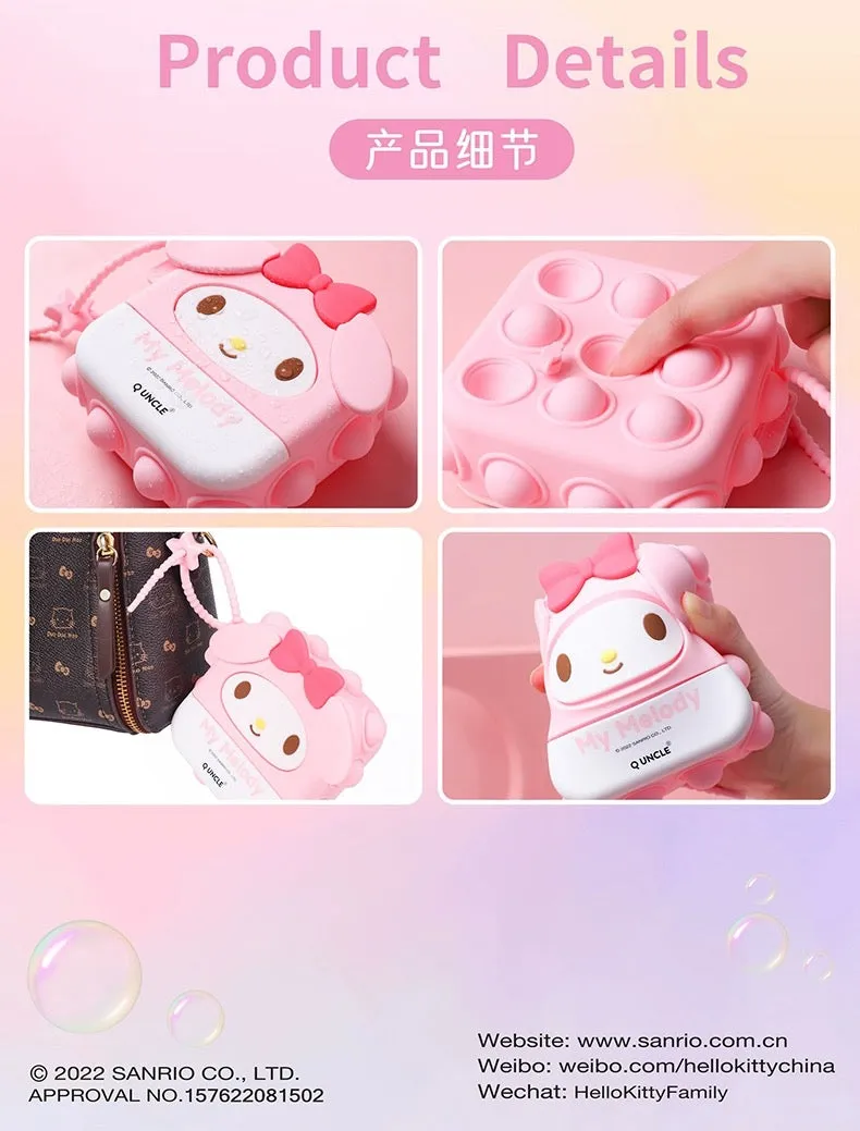 Sanrio Silicone Square PopBoom Purse Bag | Hello Kitty My Melody Kuromi Cinnamoroll KeroKeroKeroppi  - Playful Coin Bag Can put in Airpods EarPhone Children Gift