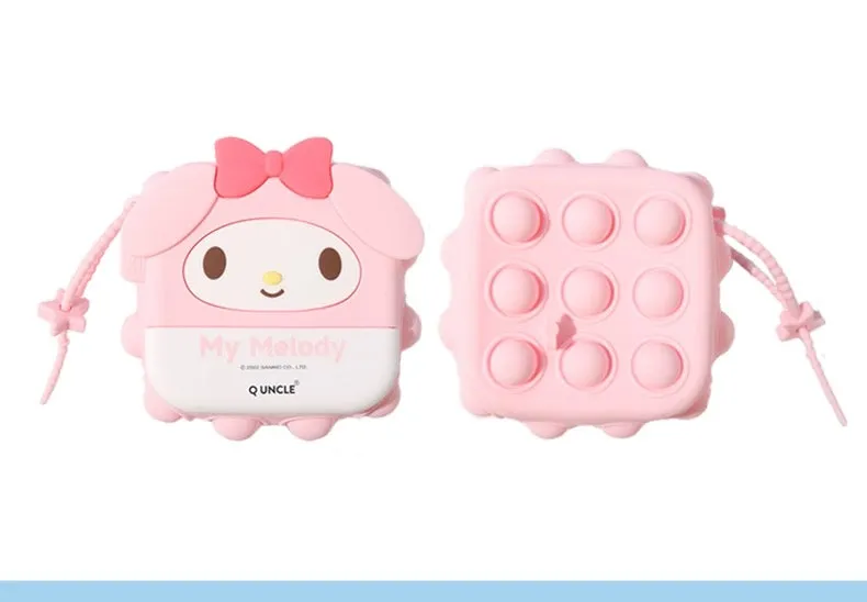Sanrio Silicone Square PopBoom Purse Bag | Hello Kitty My Melody Kuromi Cinnamoroll KeroKeroKeroppi  - Playful Coin Bag Can put in Airpods EarPhone Children Gift