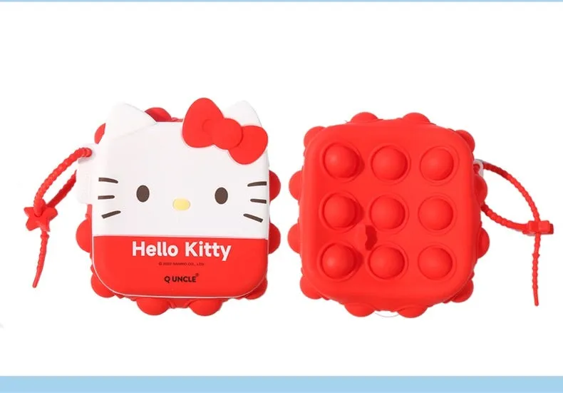 Sanrio Silicone Square PopBoom Purse Bag | Hello Kitty My Melody Kuromi Cinnamoroll KeroKeroKeroppi  - Playful Coin Bag Can put in Airpods EarPhone Children Gift