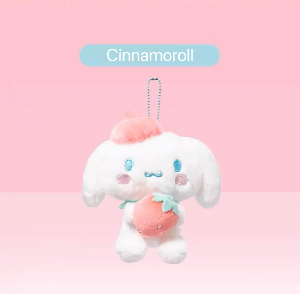 Sanrio Strawberry Mini Plush Keychain | My Melody Kuromi Cinnamoroll Pochacco - Bag Charm