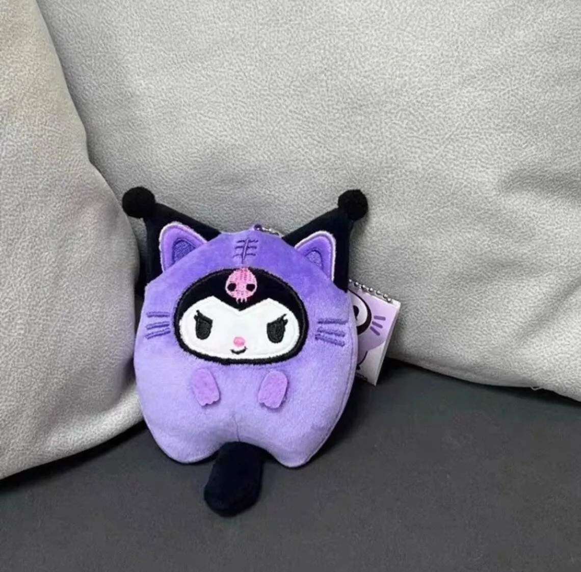Sanrio Tiger Cat Neko Chan Hello Kitty My Melody Kuromi Cinnamoroll Pompompurin Pochacco Hangyodon Bad Badtz Maru Mini Plush Doll Keychain