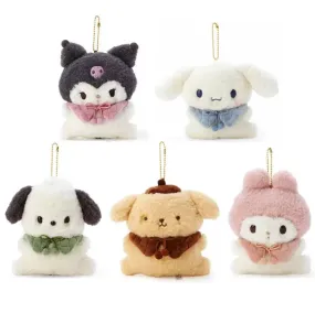 Sanrio Winter Style Collar Keychain  | My Melody Kuromi Cinnamoroll Pompompurin Pochacco - Small Plush Doll Keychain