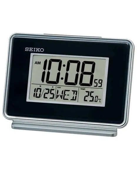 Seiko Digital Bedside Alarm Clock - Dual Alarms - Day/Date - Thermometer - Light