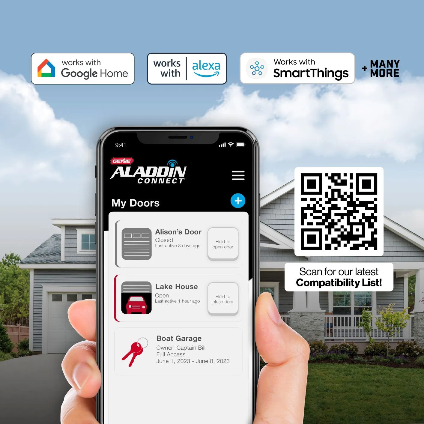 SilentMax LED Connect Ultra-Quiet Belt Drive Smart Garage Door Opener w/ LED lighting and Battery Backup   Aladdin