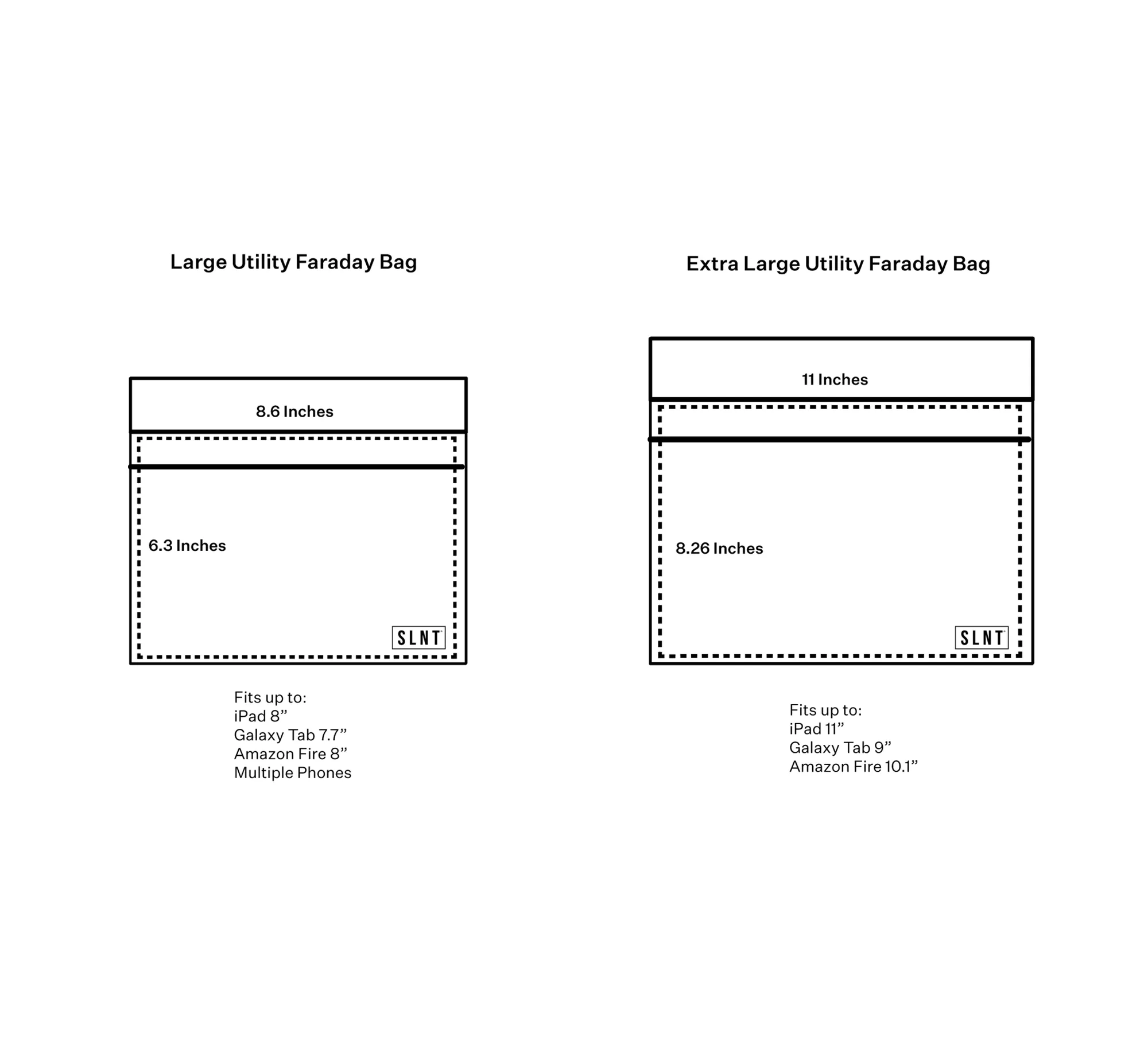SLNT Utility Faraday Bags for Tablets and Multiple Devices Black