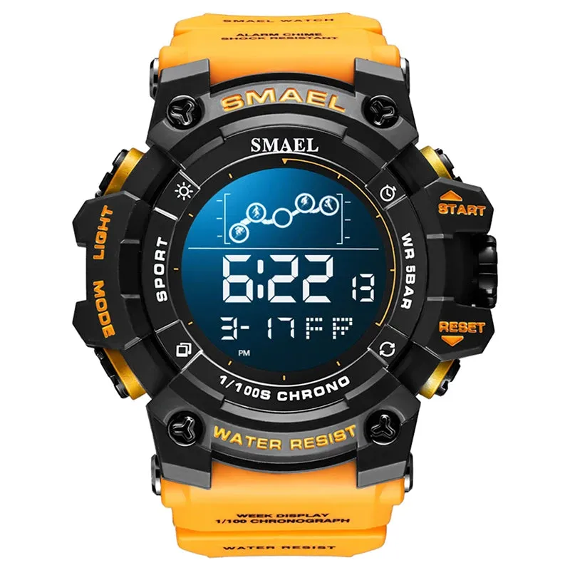 SMAEL Digital Watch LED Alarm Clock Military Watches Big Dial Digital Wristwatches 8082 Sport Watches for Men