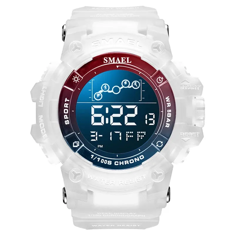 SMAEL Digital Watch LED Alarm Clock Military Watches Big Dial Digital Wristwatches 8082 Sport Watches for Men