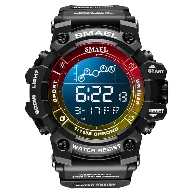 SMAEL Digital Watch LED Alarm Clock Military Watches Big Dial Digital Wristwatches 8082 Sport Watches for Men