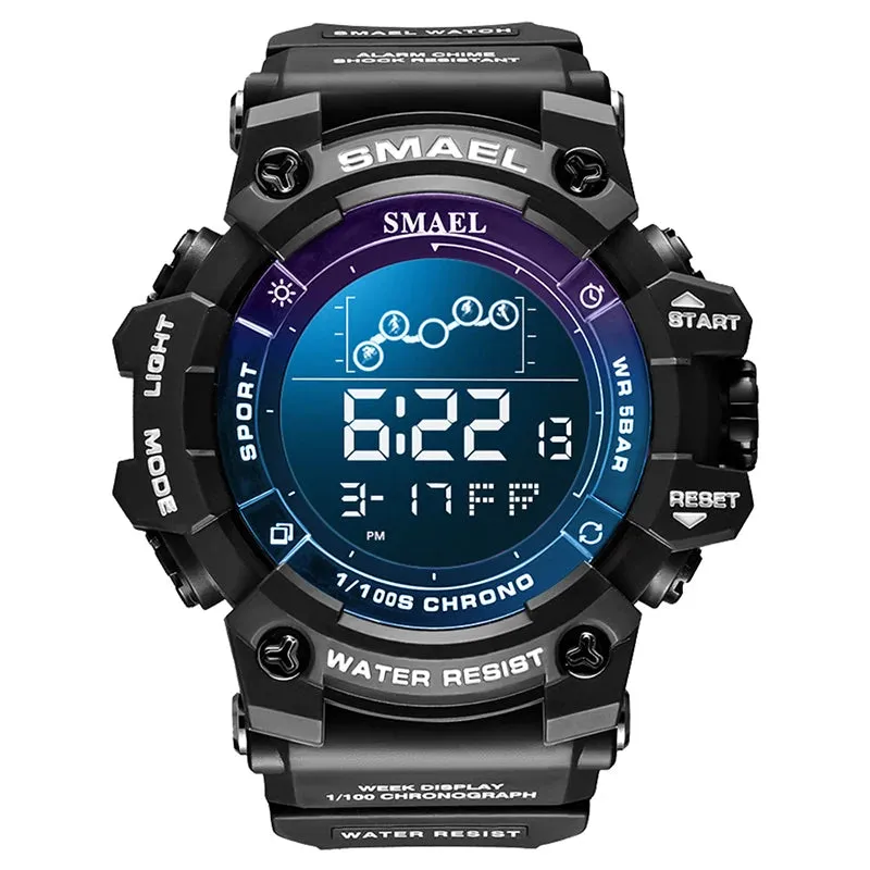 SMAEL Digital Watch LED Alarm Clock Military Watches Big Dial Digital Wristwatches 8082 Sport Watches for Men