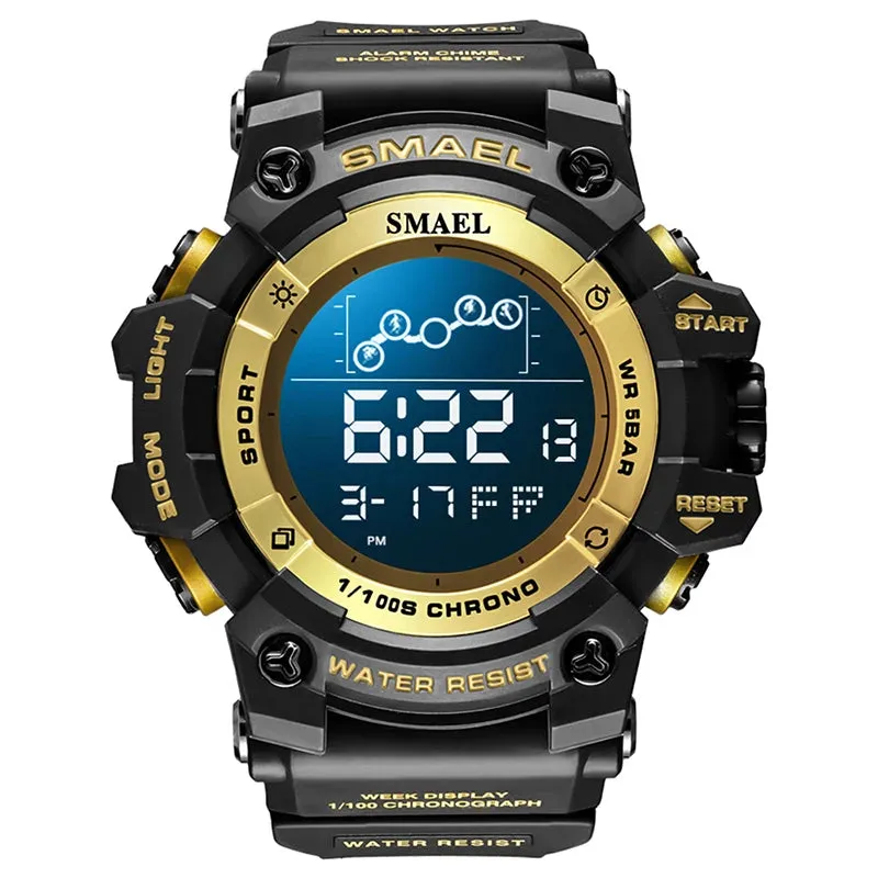 SMAEL Digital Watch LED Alarm Clock Military Watches Big Dial Digital Wristwatches 8082 Sport Watches for Men
