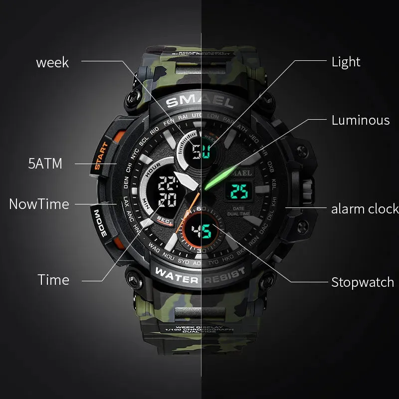 SMAEL Sport Watches Waterproof Men Watch LED Digital Watch Military Male Clock Relogio Masculino erkek kol saati 1708B Men Watch