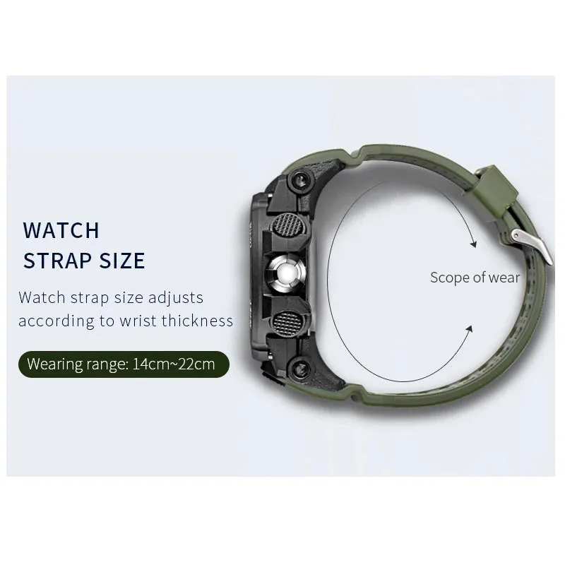 SMAEL Watches For Men 50M Waterproof Clock Alarm reloj hombre 1545D Dual Display Wristwatch Quartz Military Watch Sport New Mens