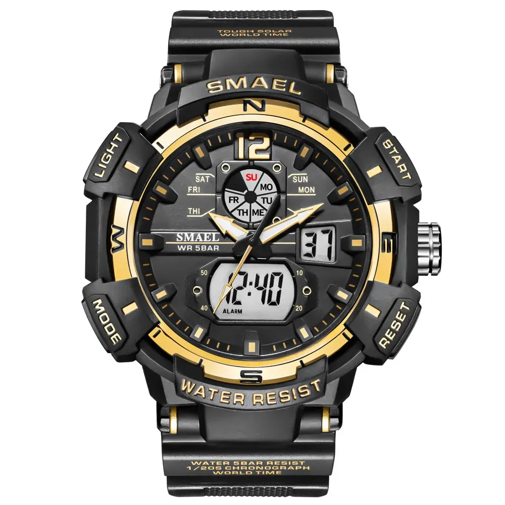 Sport Watch SMAEL Waterproof Watches Quartz Movement Digital LED Back Light Stopwatch Alarm Clock 8045 Men's Watches Military