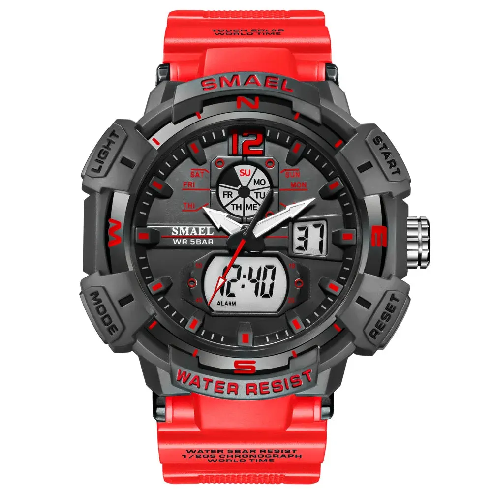 Sport Watch SMAEL Waterproof Watches Quartz Movement Digital LED Back Light Stopwatch Alarm Clock 8045 Men's Watches Military
