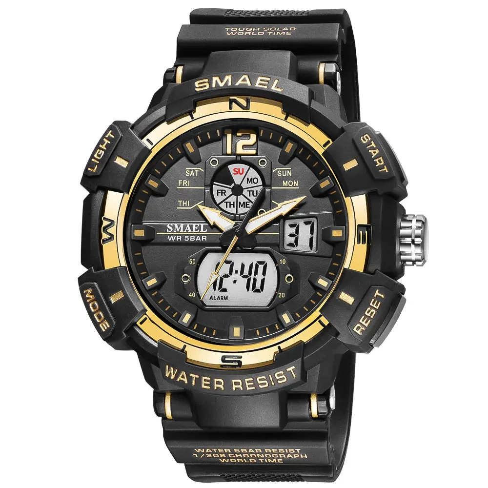 Sport Watch SMAEL Waterproof Watches Quartz Movement Digital LED Back Light Stopwatch Alarm Clock 8045 Men's Watches Military