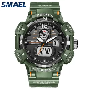 Sport Watch SMAEL Waterproof Watches Quartz Movement Digital LED Back Light Stopwatch Alarm Clock 8045 Men's Watches Military