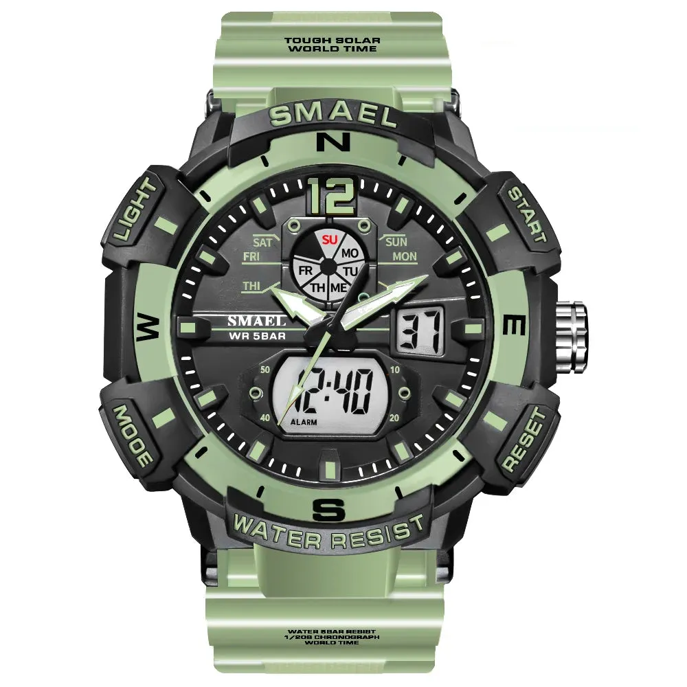 Sport Watch SMAEL Waterproof Watches Quartz Movement Digital LED Back Light Stopwatch Alarm Clock 8045 Men's Watches Military