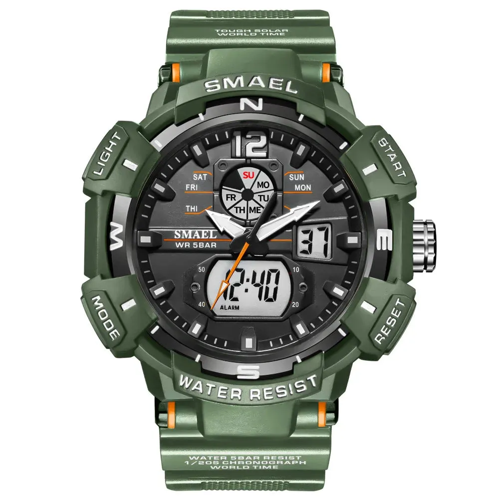 Sport Watch SMAEL Waterproof Watches Quartz Movement Digital LED Back Light Stopwatch Alarm Clock 8045 Men's Watches Military