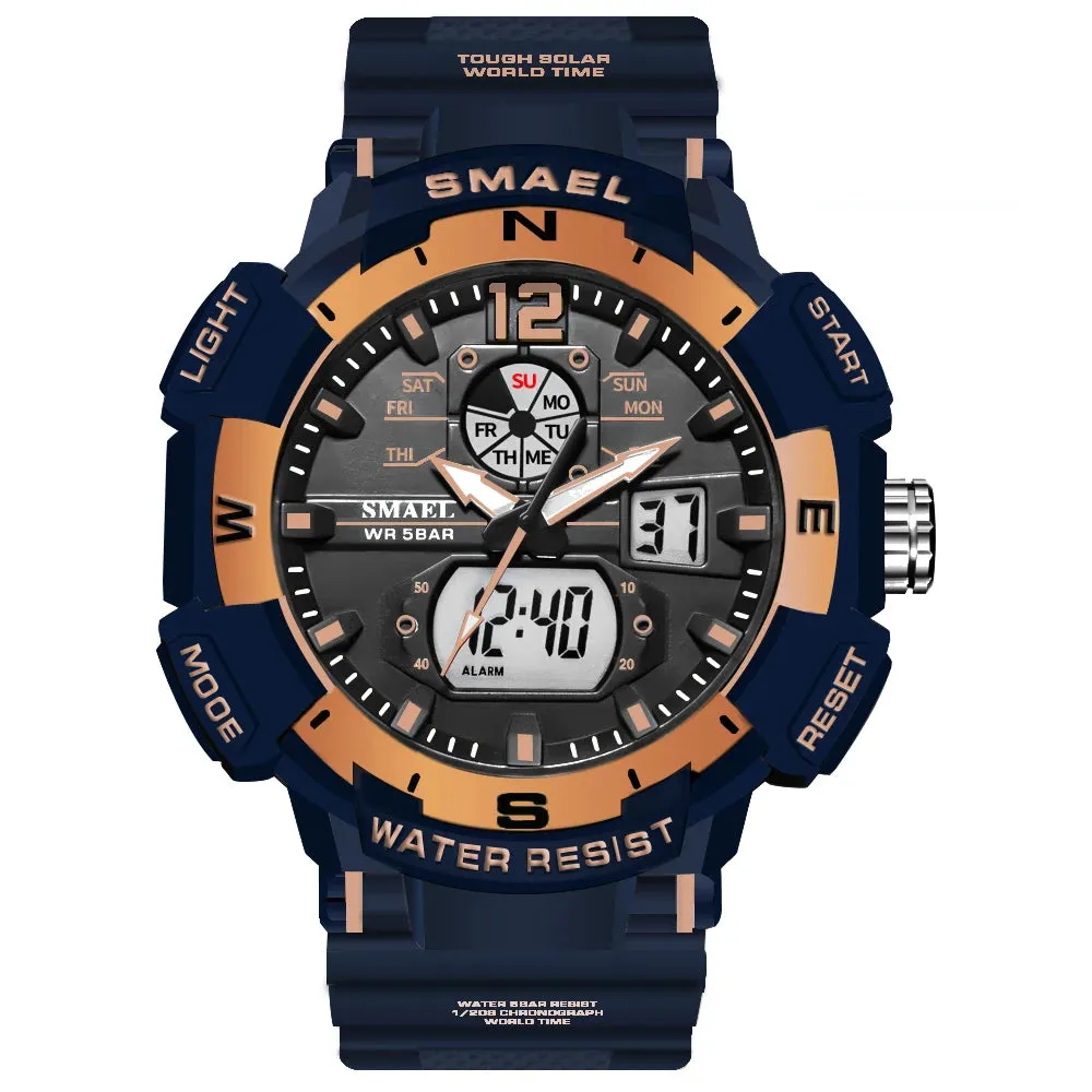 Sport Watch SMAEL Waterproof Watches Quartz Movement Digital LED Back Light Stopwatch Alarm Clock 8045 Men's Watches Military