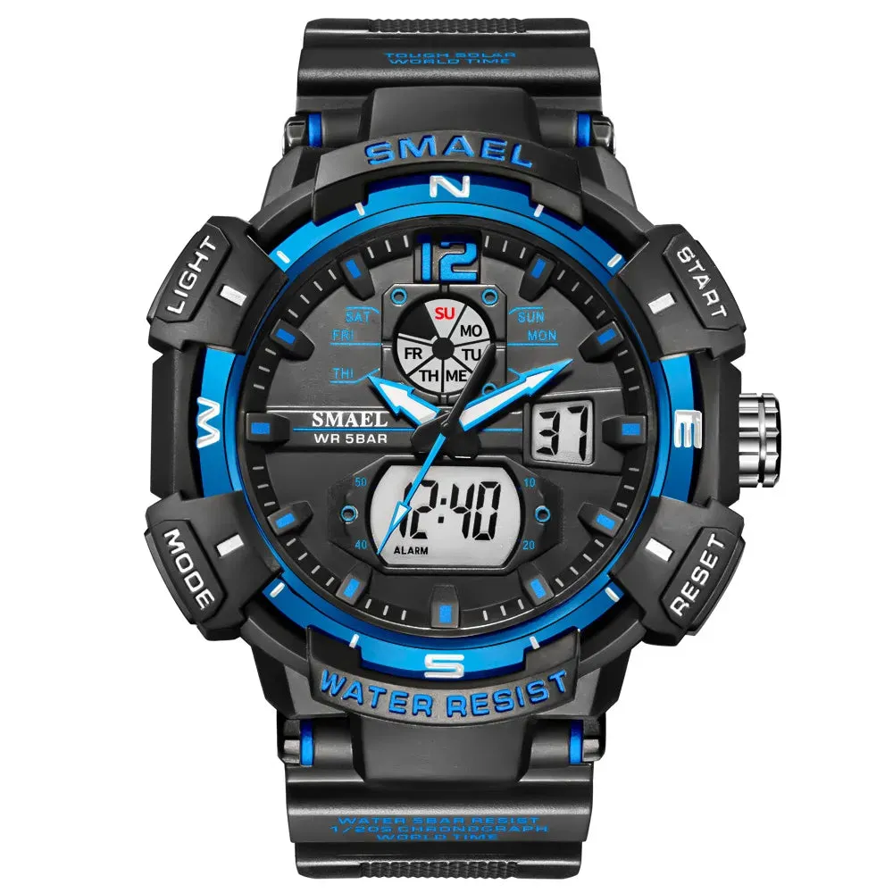 Sport Watch SMAEL Waterproof Watches Quartz Movement Digital LED Back Light Stopwatch Alarm Clock 8045 Men's Watches Military