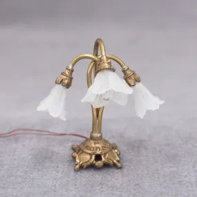 Three Armed Desk Lamp with Tulip Shades