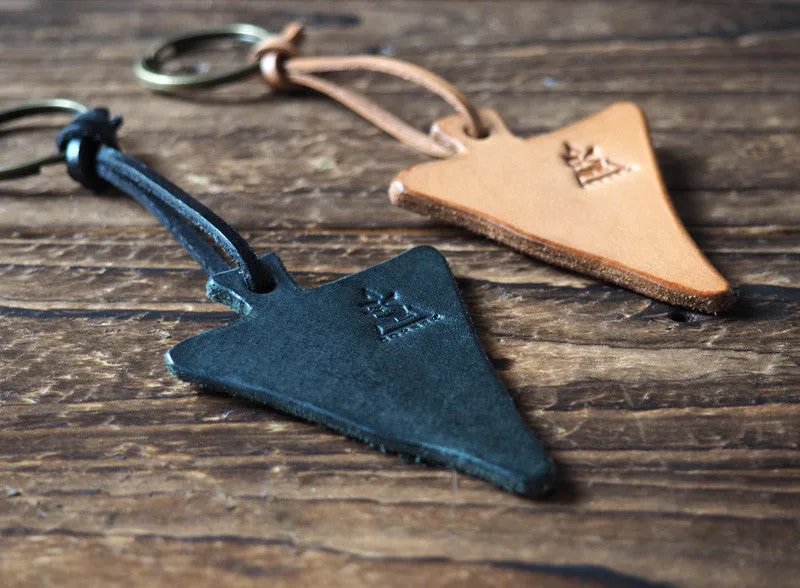Triangle Leather Keychain #Black