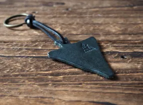 Triangle Leather Keychain #Black