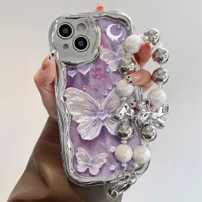 Uakiss Graffiti Purple Butterfly Phone Case For iPhone 14 Pro Max 15 11 12 13 XR 8 7 Plus X XS SE 2020 2022 Soft Silicone Cover