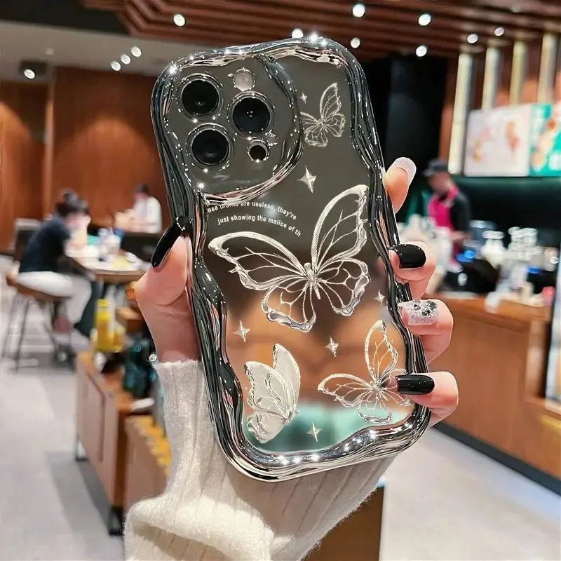 Uakiss Sparkling Butterfly Phone Case For iPhone 14 Pro Max 15 11 12 13 XR 8 7 Plus X XS SE 2020 2022 Soft Silicone Cover