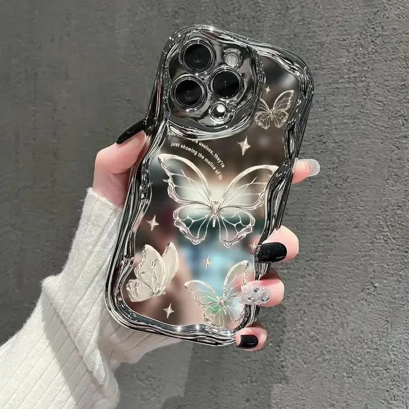 Uakiss Sparkling Butterfly Phone Case For iPhone 14 Pro Max 15 11 12 13 XR 8 7 Plus X XS SE 2020 2022 Soft Silicone Cover