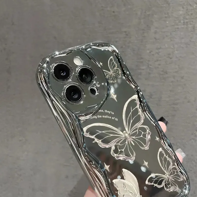 Uakiss Sparkling Butterfly Phone Case For iPhone 14 Pro Max 15 11 12 13 XR 8 7 Plus X XS SE 2020 2022 Soft Silicone Cover