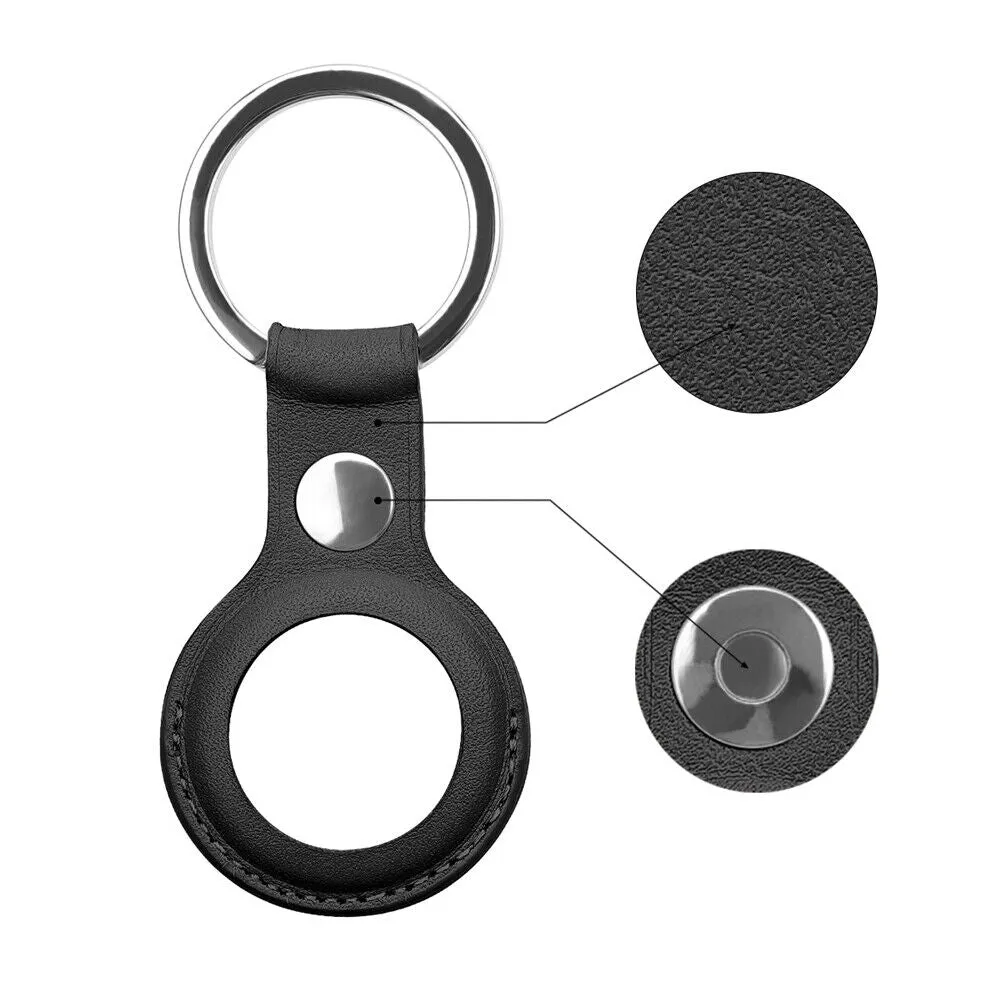 US 1-2 Pack Genuine Leather Air Tag Holder Keychain Case for Apple Air Tag Case